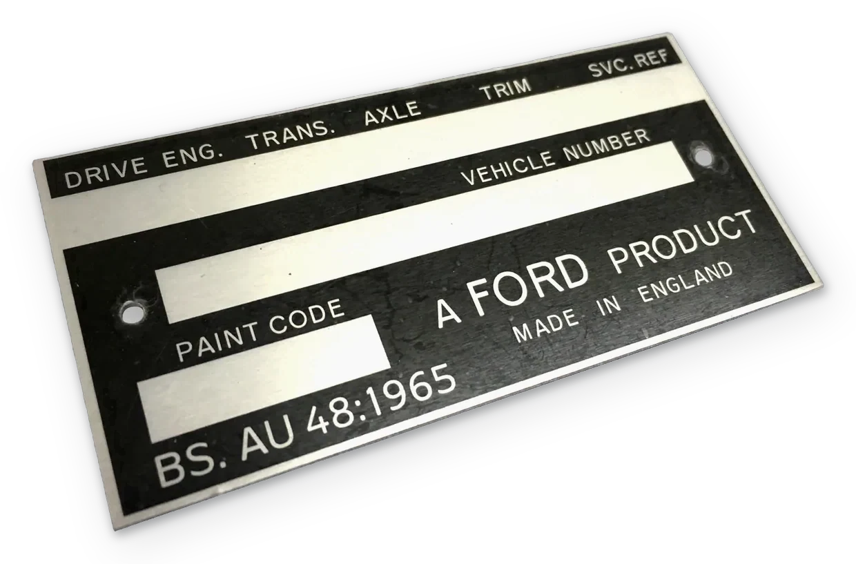 ป้ายตัวถังรถ (Vehicle Data Plate) — อลูมิเนียมอโนไดซ์